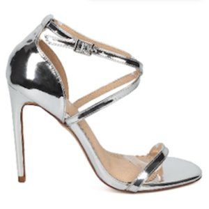 Silver Strappy Sandals - Size 8